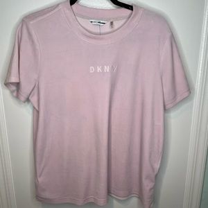 Authentic DKNY Light Pink Velvet Short Sleeve Tshirt Summer